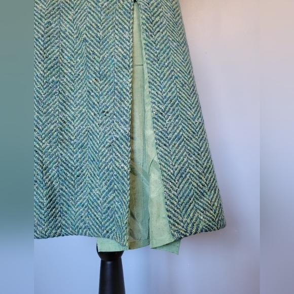 Judith par Judith Lacroix Wool Blend Tweed Green Skirt Size 4 - Picture 6 of 8